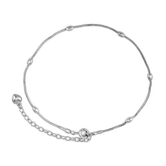 Silver Heart Shape Ankle Bracelet - Picture 3 of 5